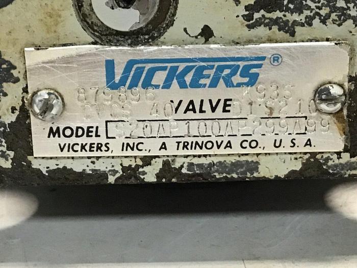 Used VICKERS Cartridge Valve S20AP100AP299A99 #137929