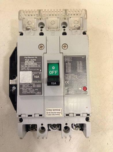 Used FUJI ELECTRIC 15 Amp Auto Breaker SA103RCUL 15 #73806