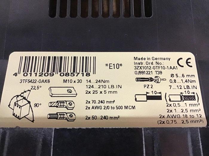 Used SIEMENS Contactor 3TF5422-0AK6 #141386