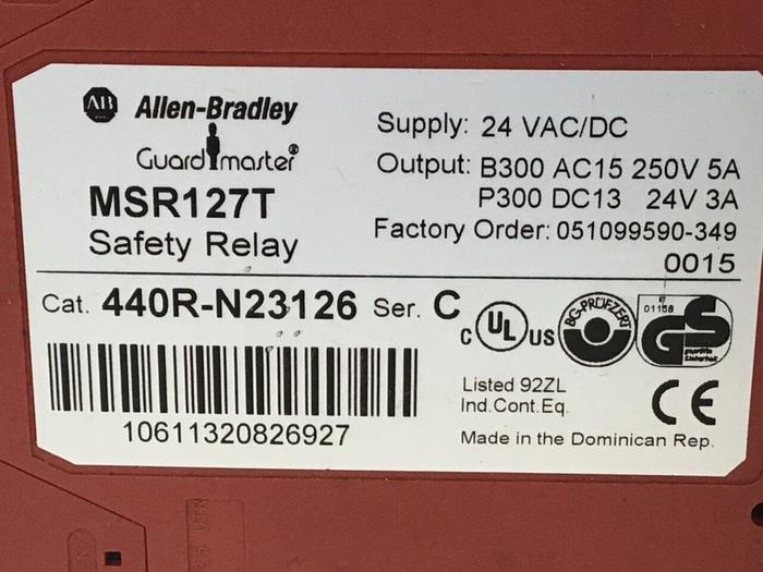 Used ALLEN BRADLEY Guardmaster Safety Relay 440R-N23126 SER C #129385