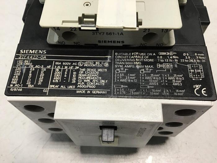 Used SIEMENS Contactor 3TF4422-0A #124152