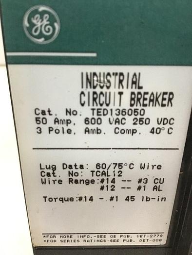 Used GE TED136050 Breaker & Disconnect 50 AMP USED #140572