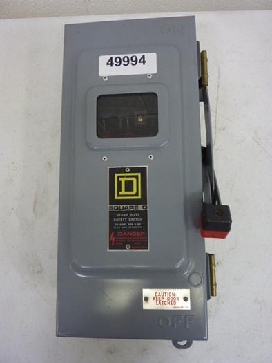 Used SQUARE D 30 Amp Safety Disconnect Switch HU361AWKVW #49994