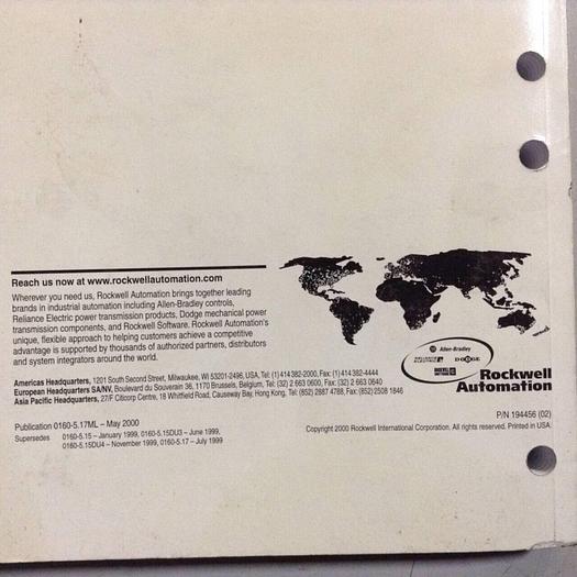 Used ALLEN BRADLEY User's Manual 0160-5.17ML Used