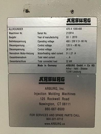 Used ARBURG 110 Ton Injection Molding Machine 470A 1000-400-45 USED