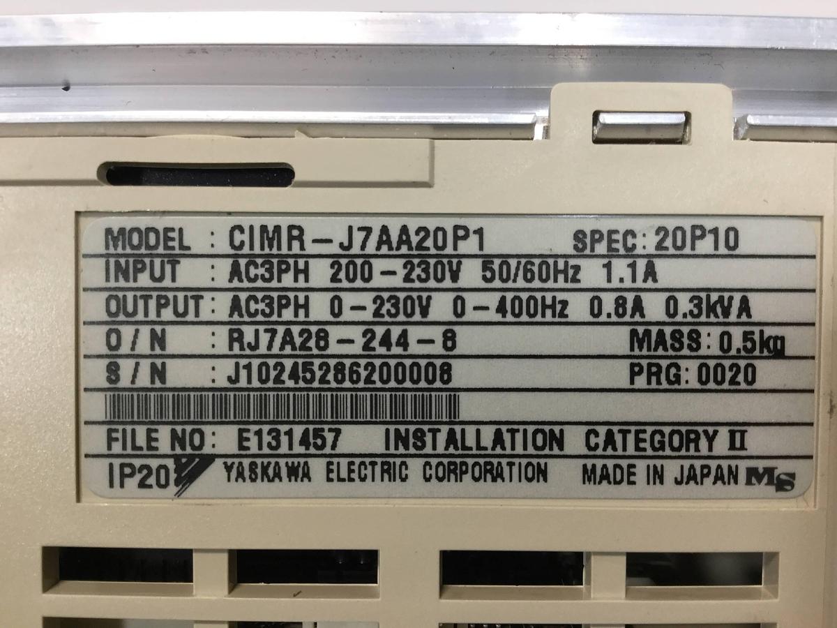 Used YASKAWA VS Mini J7 Inverter CIMR-J7AA20P1 USED