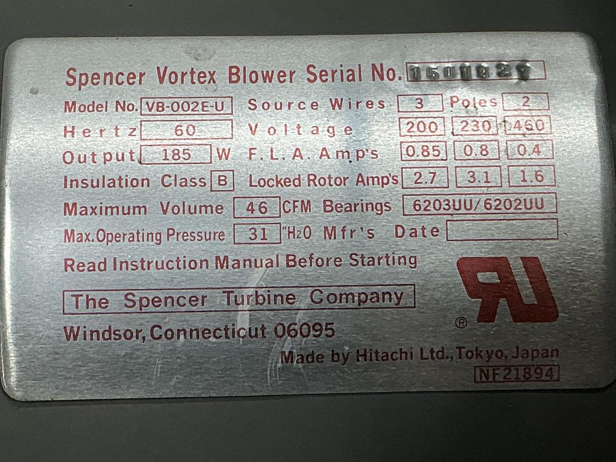 Used SPENCER VORTEX VB-002E-U