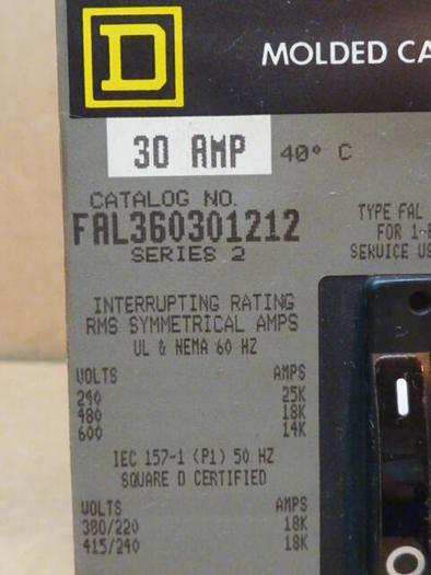 Used SQUARE D 30 Amp Circuit Breaker FAL360301212 USED