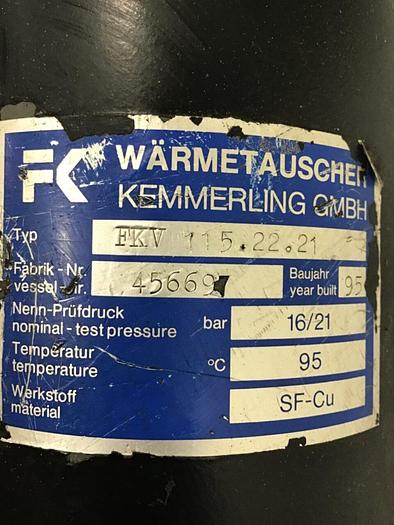 Used FK WARMETAUSCHER KEMMERLING Heat Exchanger FKV 115.22.21 Used