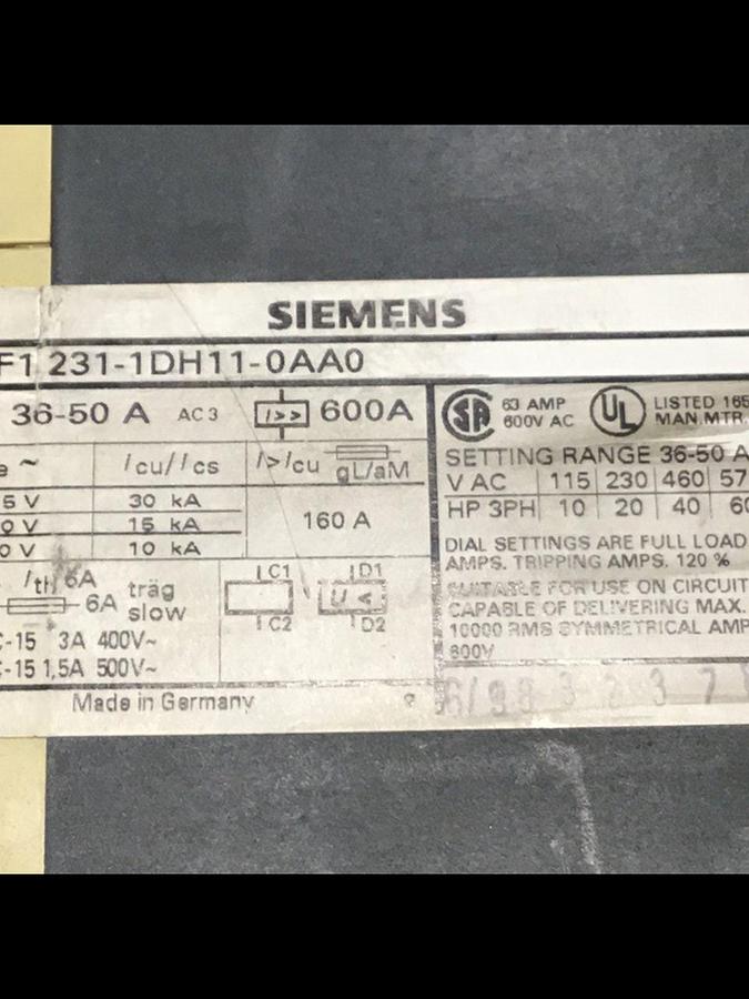 Used SIEMENS Contactor 3VF1 231-1DH11-0AA0 USED