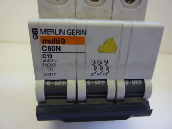 Used MERLIN GERIN 13 Amp Circuit Breaker C60N-13 Used