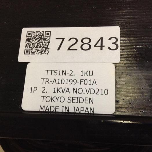 Used TOKYO SEIDEN 2.1 kVA Transformer TR-AI0199-F01A #72843