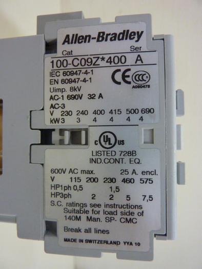 Used ALLEN BRADLEY Contactor 100-C16Z.400 SER A #49758