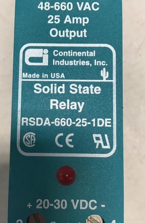 Used CONTINENTAL INDUSTRIES Solid State Relay RSDA-660-25-1DE USED