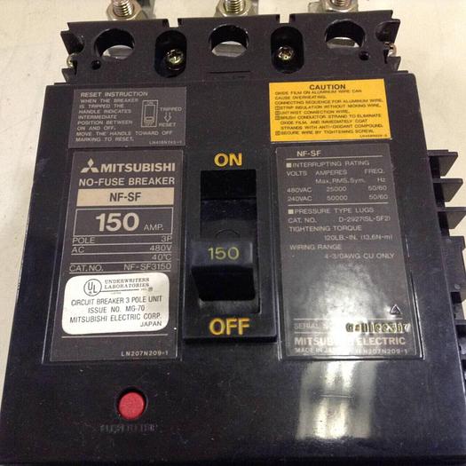 Used MITSUBISHI 150 Amp No-Fuse Breaker NF-SF3150 #85611