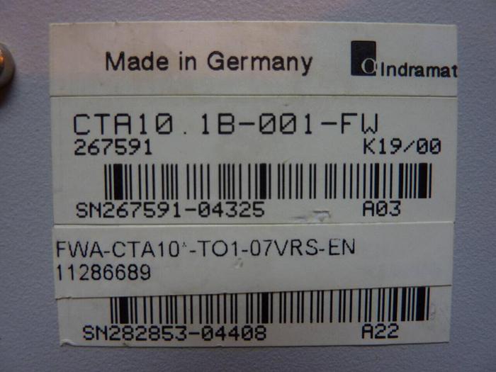 Used INDRAMAT CTA10-1 Operator Interface CTA10.1B-001-FW #23874