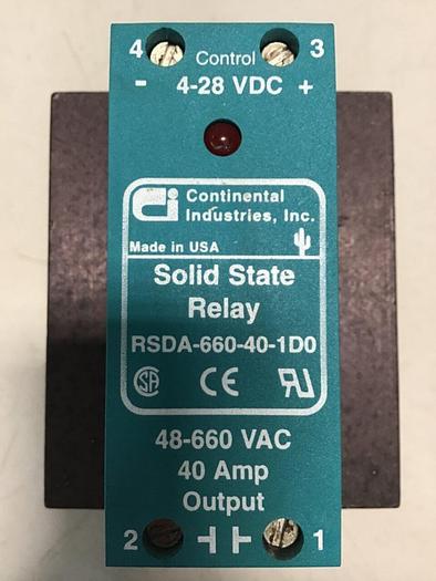 Used CONTINENTAL INDUSTRIES Solid State Relay RSDA-660-40-1D0 #141520