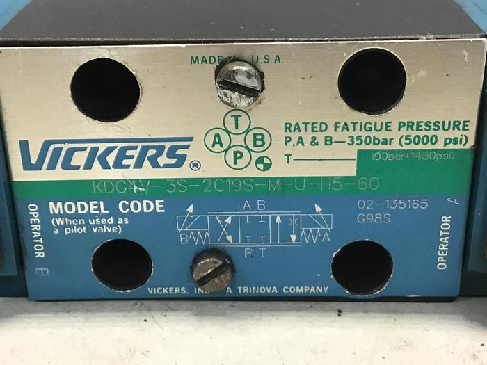 Used VICKERS KDG4V-3S-2C19S-M-U-H5-60 Valve Used #142110