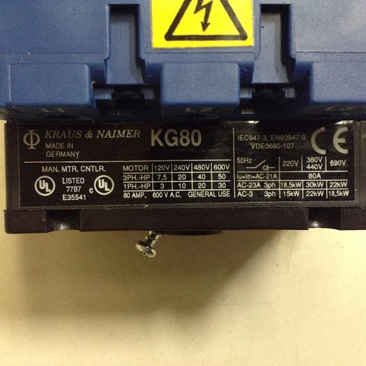 Used KRAUS & NAIMER Manual Motor Controller KG80 #86229
