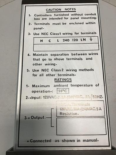 Used WEST INSTRUMENTS Temp Control 1412-0-1001 USED