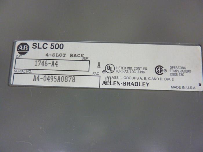 Used ALLEN BRADLEY Slot Rack & Power Supply 1746-P2 SER C / 1746-A4 SER A #55180