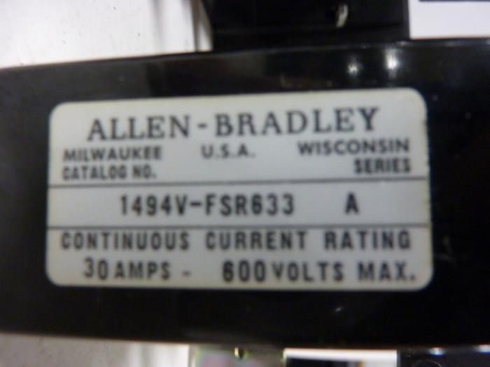 Used ALLEN BRADLEY 30 Amp Disconnect Switch 1494V-DS30 SER A #57394