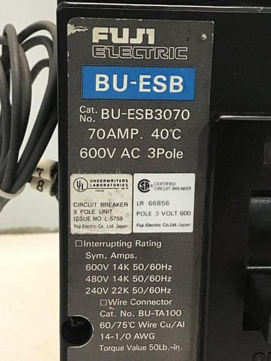 Used FUJI ELECTRIC 70 Amp Circuit Breaker BU-ESB3070 #127458