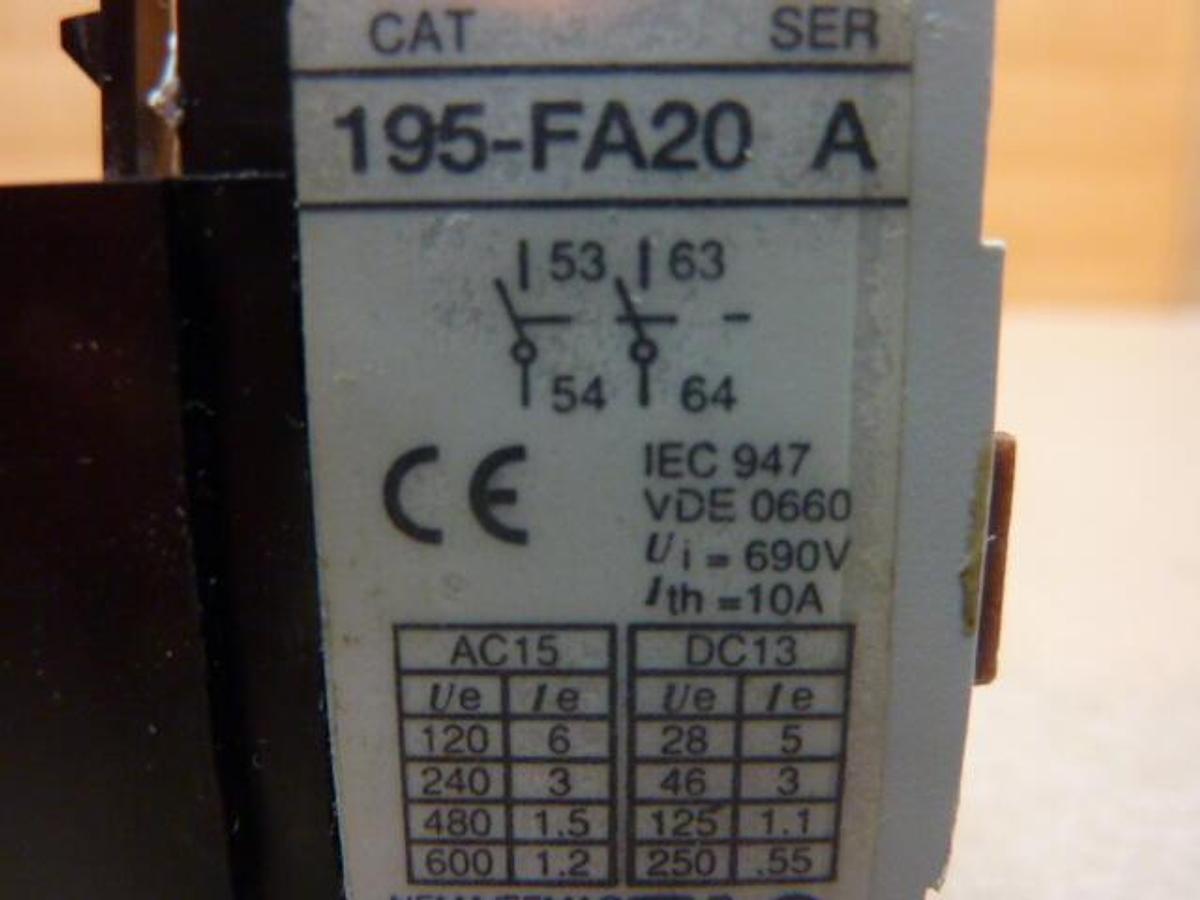 Used ALLEN BRADLEY Contactor 195-FA20 SER A Used