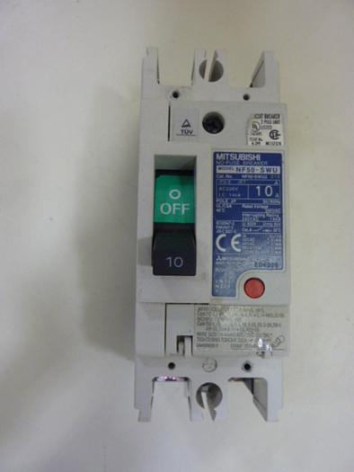 Used MITSUBISHI 10 Amp No-Fuse Circuit Breaker NF50-SWU2-10 #60744