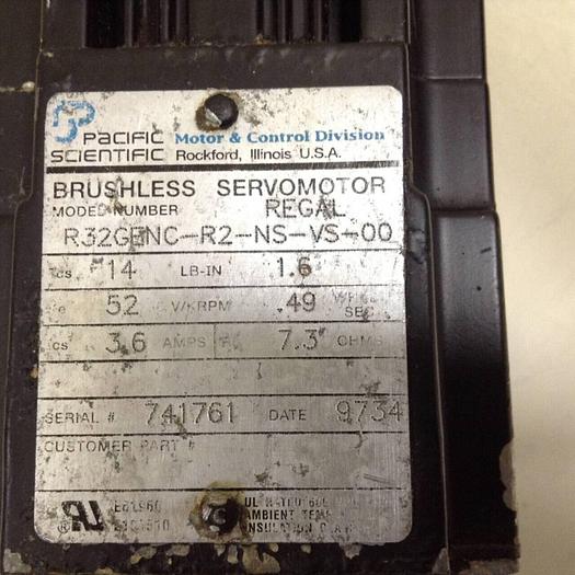 Used PACIFIC SCIENTIFIC Brushless Servomotor R32GENC-R2-NS-VS-00 #71446