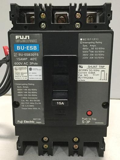 Used FUJI ELECTRIC 15 Amp Circuit Breaker BU-ESB3015 #104227