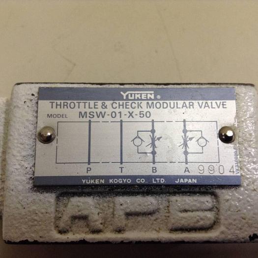 Used YUKEN Throttle & Check Modular Valve MSW-01-X-50 #72549