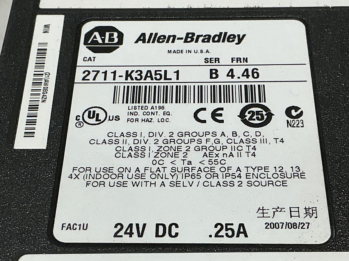 Used ALLEN BRADLEY 2711-K3A5L1