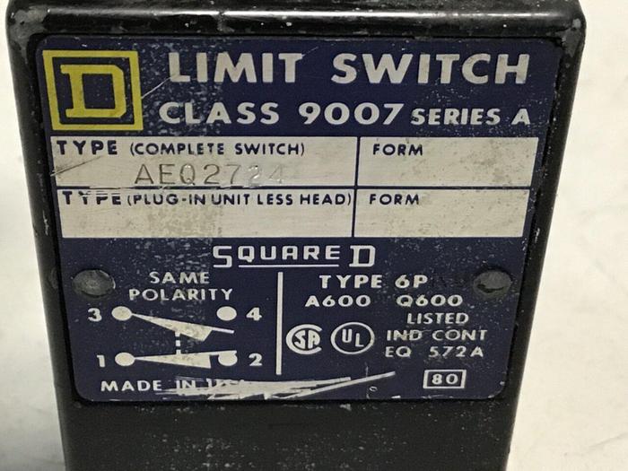Used SQUARE D Limit Switch 9007-AEQ2724 #122132