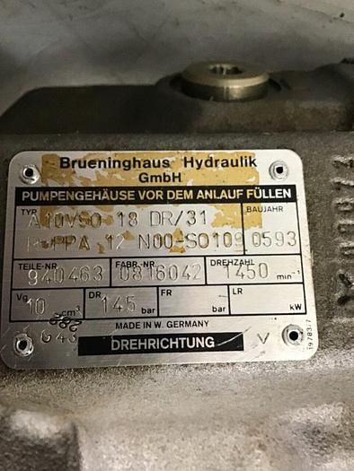 Used BRUENINGHAUS HYDRAULIK Pump A10VSO28DFR1/31RPPA12K00-S0303 Used