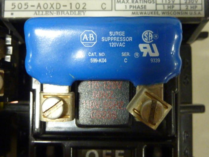 Used ALLEN BRADLEY Motor Starter Size 0 505-AOXD-102 SER C #58006