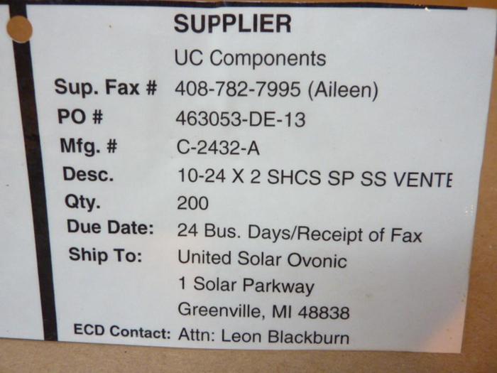 U-C COMPONENTS Socket Head Cap Screw C-2432-A #41287