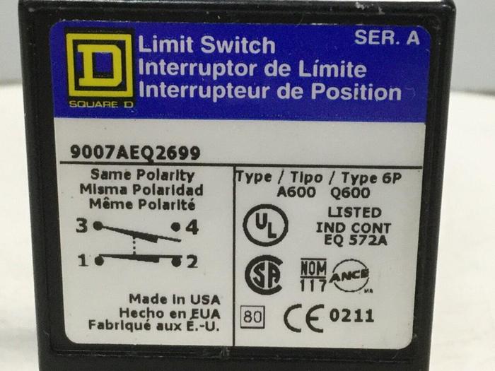 Used SQUARE D Limit Switch 9007AEQ2699 #110513