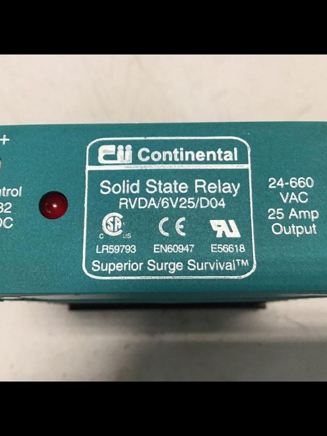 Used CONTINENTAL INDUSTRIES Solid State Relay RVDA/6V25/D04 Used