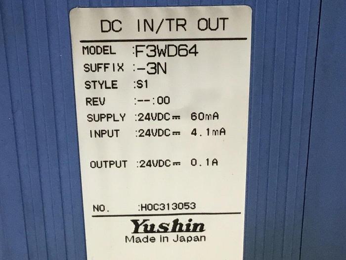 Used YUSHIN AMERICA I/O Module F3WD64-3N #126811