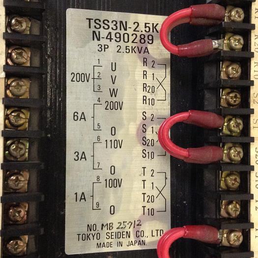 Used TOKYO SEIDEN 2.5 kVA Transformer TSS3N-2.5K #72253