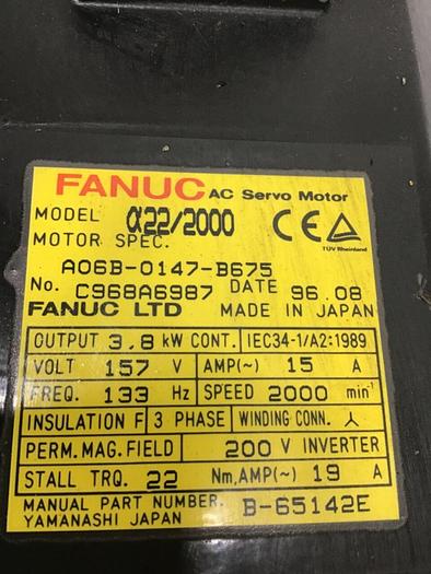 Used FANUC AC Servo Motor A06B-0147-B675 #125036