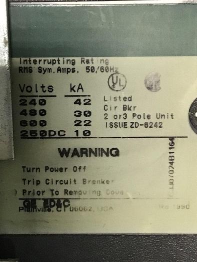 Used GENERAL ELECTRIC 350 Amp Breaker w/Switch TJJ436350WL / DISCONNECT #138659