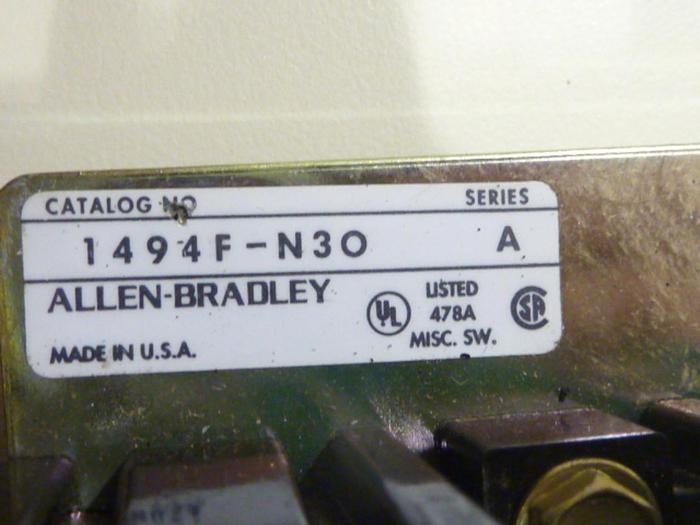 Used ALLEN BRADLEY 30 Amp Disconnect Switch 1494F-N30 SER A #43003