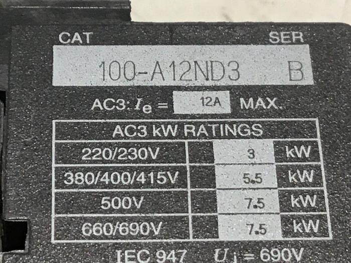 Used ALLEN BRADLEY Contactor 100-A12ND3 SER B Used