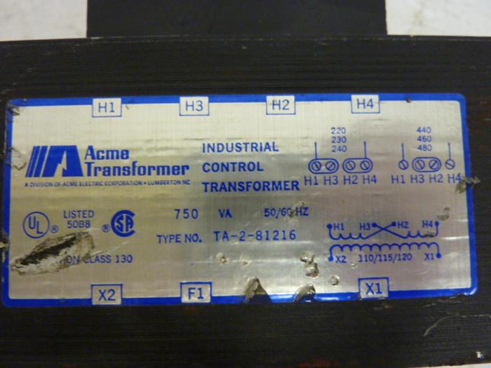 Used ACME TRANSFORMER 0.75 kVA Transformer TA-2-81216 #56463