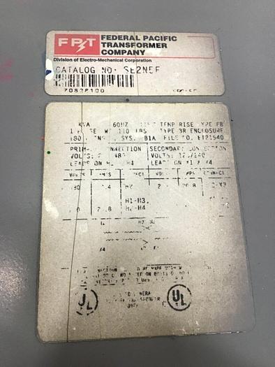 Used FEDERAL PACIFIC 5 kVA Transformer SE2N5FS #123548