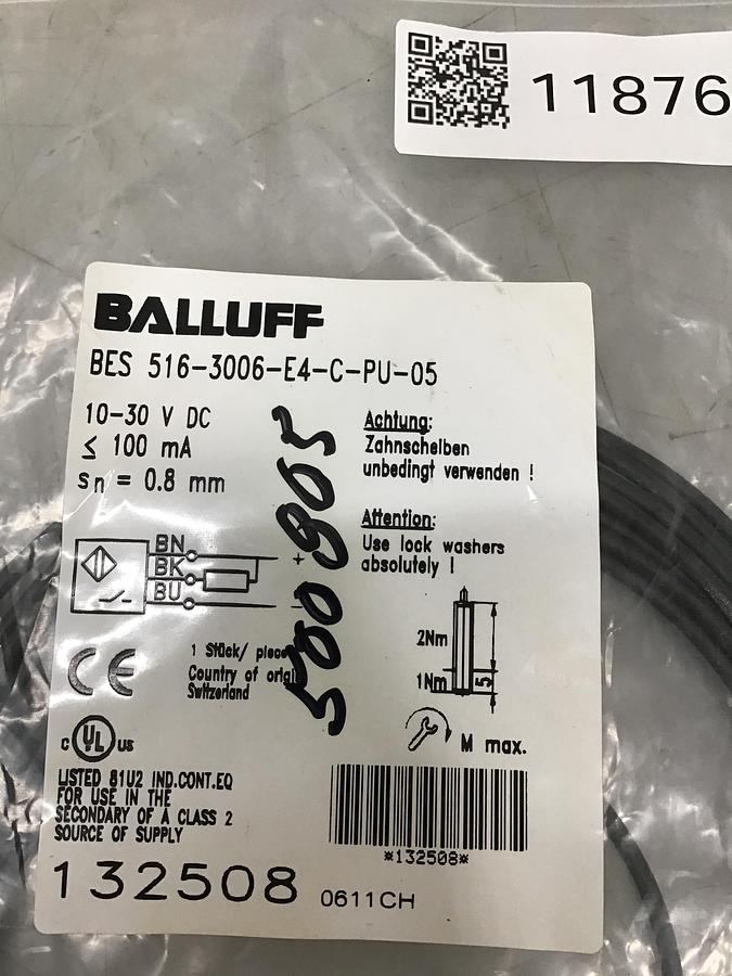 BALLUFF Proximity Sensor BES 516-3006-E4-C-PU-05 Used