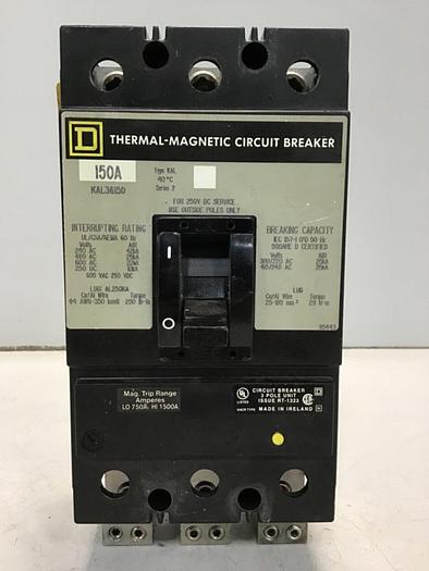 Used SQUARE D 150 Amp Breaker & Switch KAL36150 & SWITCH USED