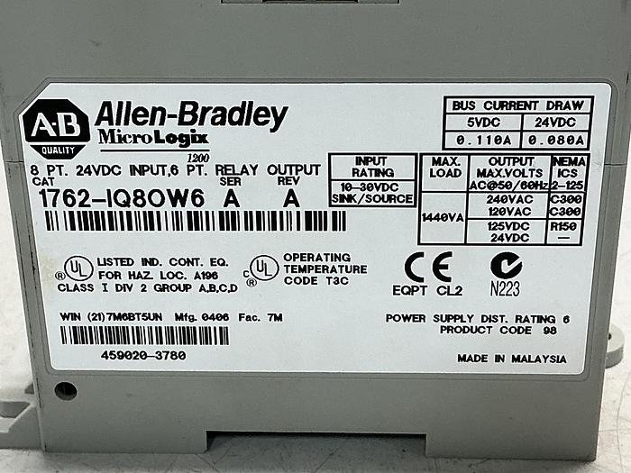 Used ALLEN BRADLEY 1762-IQ8OW6 SER A